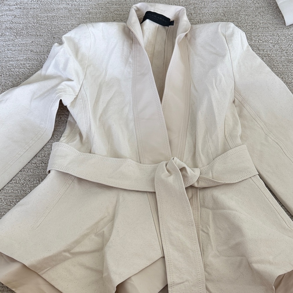 Donna Karan Cream Belted Jacket